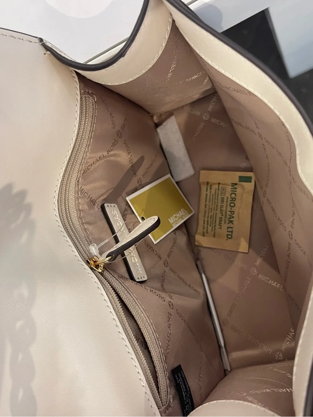 MICHAEL KORS Greenwich Sm Embellished Signature Logo Trim Crossbody Lt Cream NWT